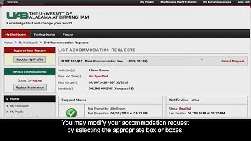 Disability Support Services – Editing Accommodations Requests