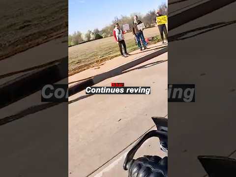 Biker Revs Bike at the Wrong Protest..