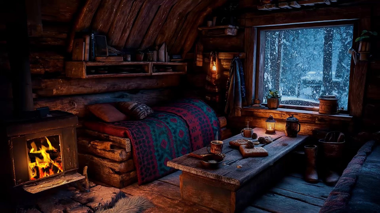 Winter Cabin Reading Vibes ❄️ Crackling Fireplace and Gentle Blizzard Sounds