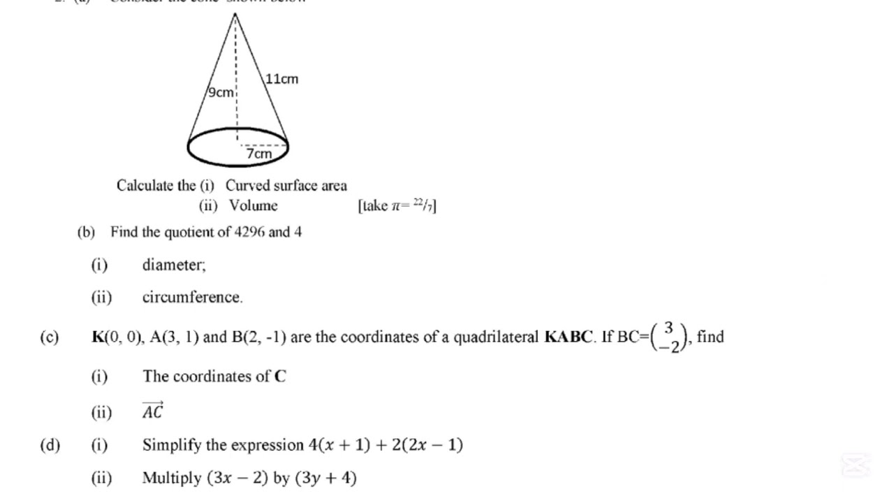 Likely BECE Mathematics Questions, May 2025