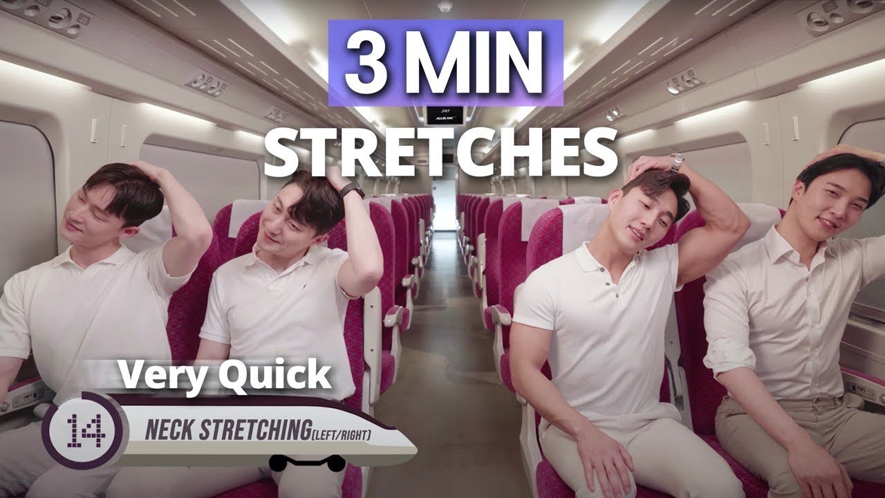 3MIN SEATED EASY TRAIN STRETCHES l 앉자마자 따라하는 3분 스트레칭 (기차에서 전신 몸풀기) l Allblanc TV