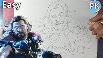 How to Draw  THOR || from thor love and thunder || full outline tutorial