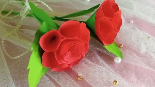 Paper Crafts: DIY Beautiful Paper Rose Making || Handcraft Stick Flower | Jarine's Crafty Creation
