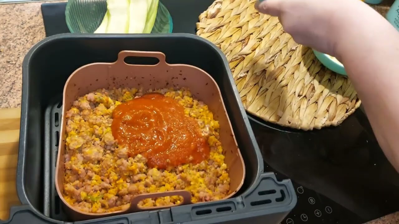 Lasaña de calabacín y carne picada en freidora de aire#cosoridualblaze#airflyer