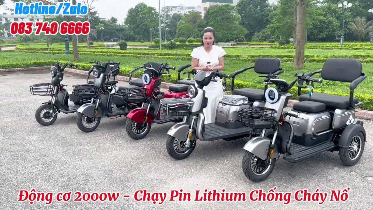 Xe Điện 3 Bánh Shinzo Động Cơ 2000W Sử dụng Pin LFP đi được 70-80km/ 1 Lần Sạc Đầy