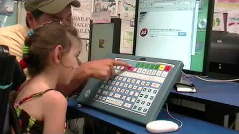 Young student using IntelliKeys USB