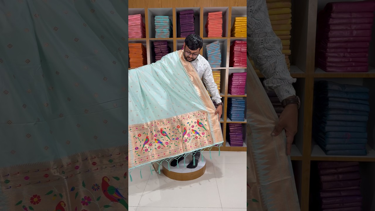 Pure Zari Temple Parrot Paithani Dupatta