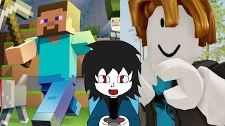jugando roblox y minecraft | veamos como termino mi casita y si no esta construida la decoro