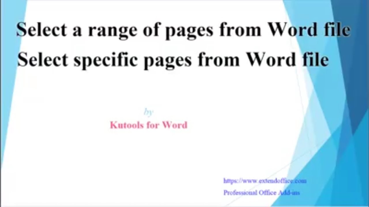 How To Select A Range Of Pages From Whole Document In Word - YouTube