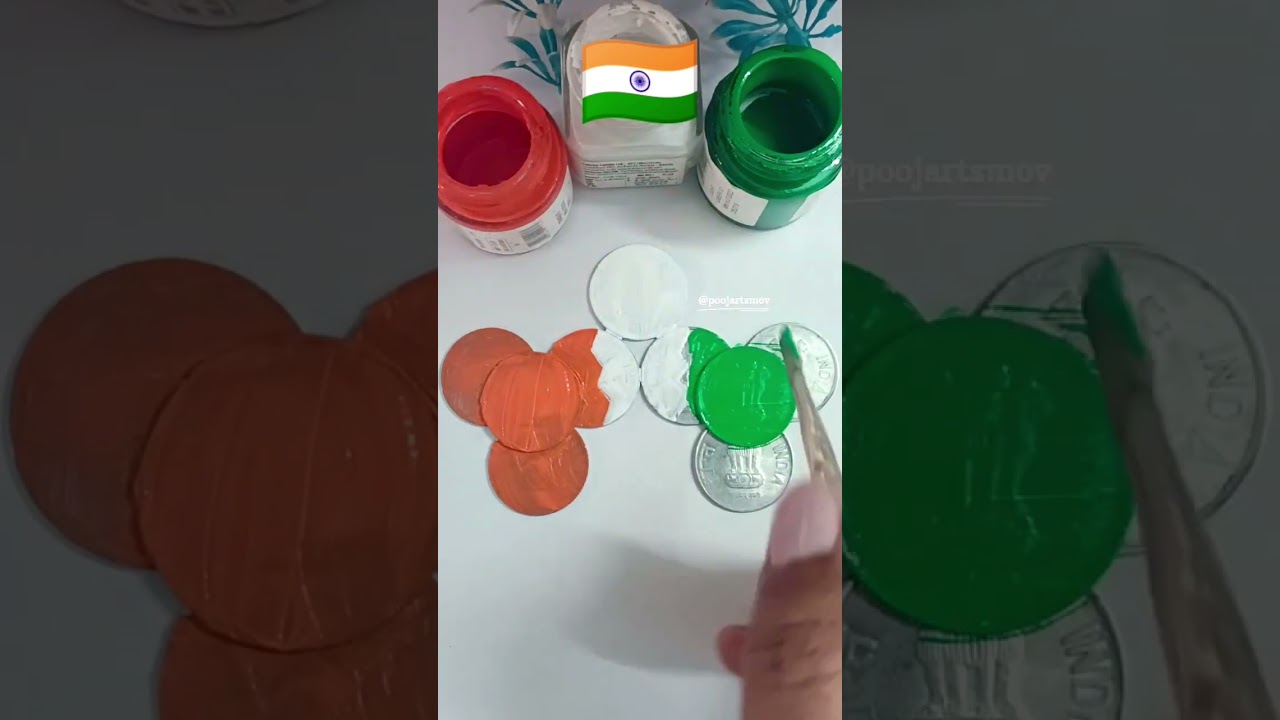 Great Indian Flag painting on coins 🇮🇳 