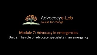 Unit 2: Role of advocacy specialists