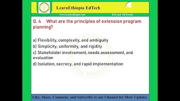 Extension Program Planning | Exit Exam Questions for Rural Development and Agricultural Extension