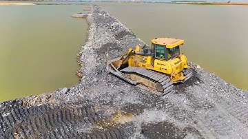 Part05 Whoa!The Greatest New Project Wheel Loader SDLG Push Stone Into Lake Deep Using a 25 ton Truk