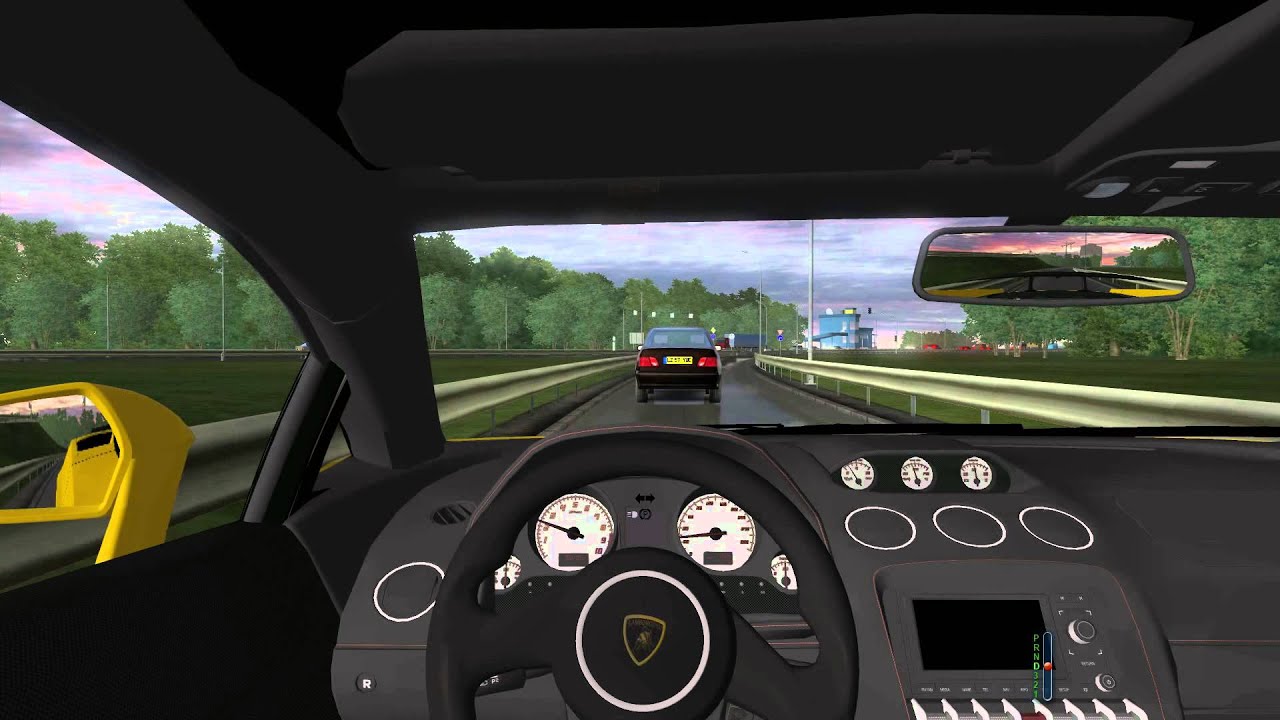 Lamborghini city car driving