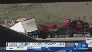 Rolled over semitruck crash closes Gateway South at Transmountain