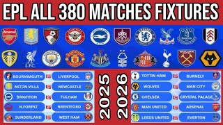 EPL FIXTURES TODAY - Matchweek 1 - 38 | Premier League  FULL Fixtures 25/26 | EPL FIXTURES  |