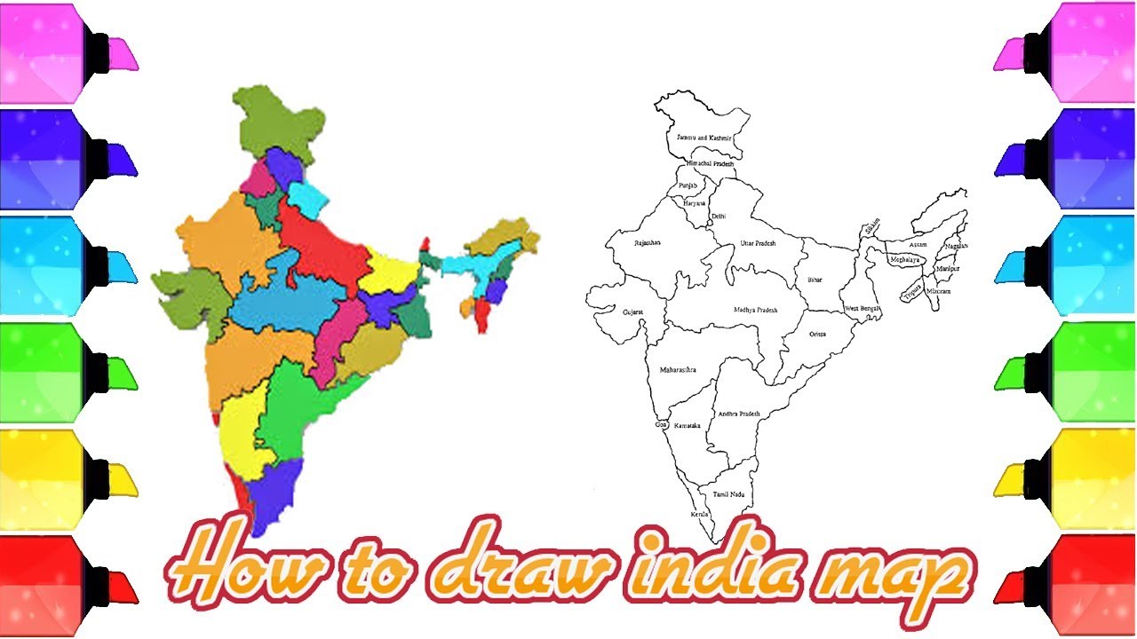 how to draw india map India Map Drawing How To Draw India Map Easily Map Of India