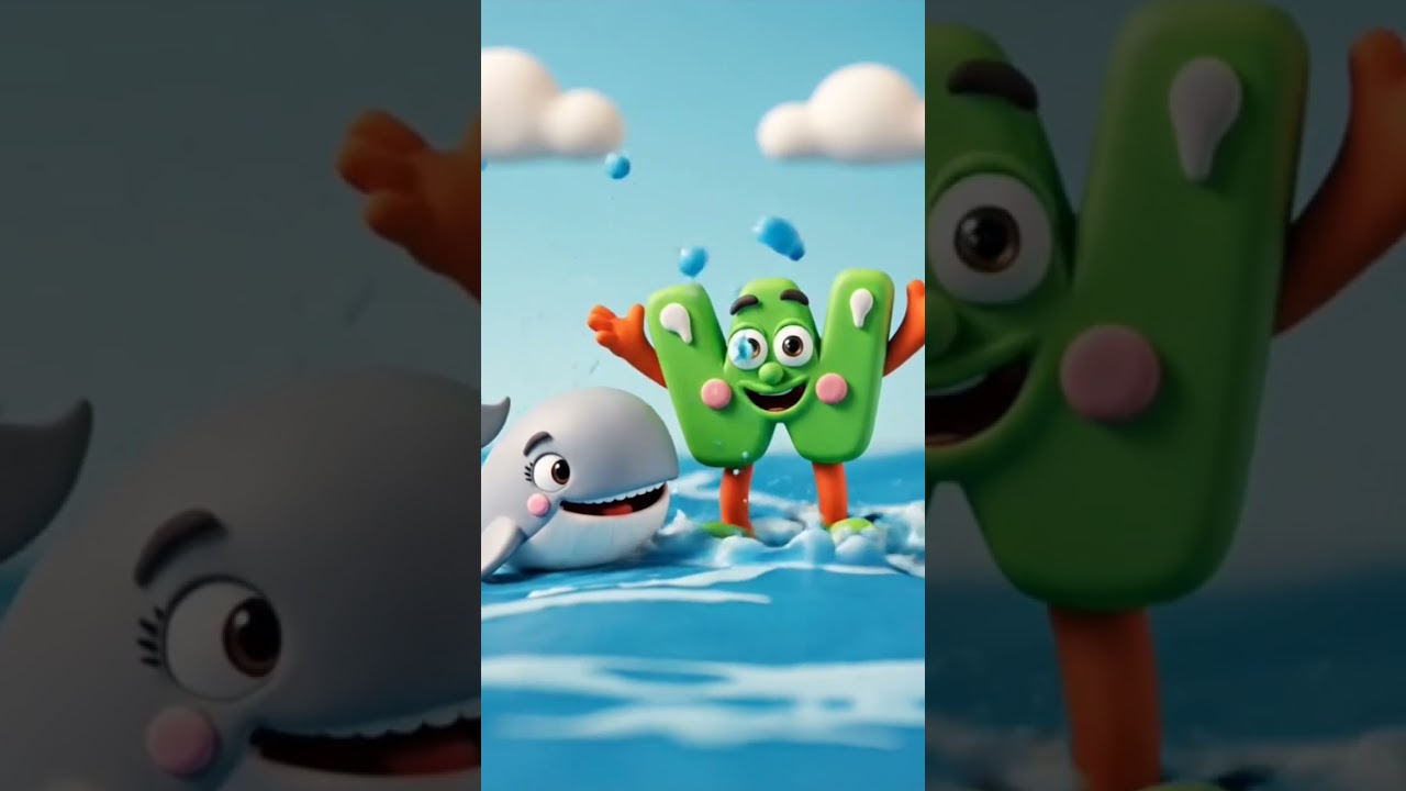 W for Whale Alphabet W Funny   of Letters and Phonics Words  