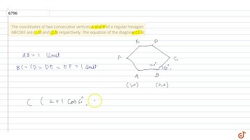 The coordinates of two consecutive vertices A and B of a regular hexagon ABCDEF are (1,0) and ...