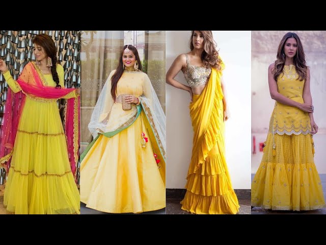 Haldi ceremony yellow dress 2022 || top stylish yellow dress haldi function  #yellow dress designs - YouTube