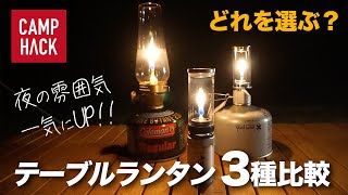 キャンプの夜を一気に雰囲気UPさせる「テーブルランタン」！3大ガスランタンを比較