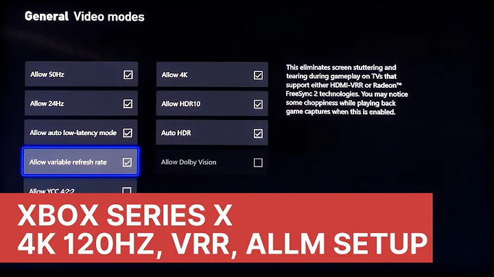 如何設定Xbox Series X 的4K 120Hz, VRR Freesync和ALLM功能