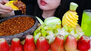 NGILER!! ASMR RUJAK BUAH SAMBEL KACANG PEDAS | ASMR SOUR FRUIT PLATTER WITH SPICY SAUCE