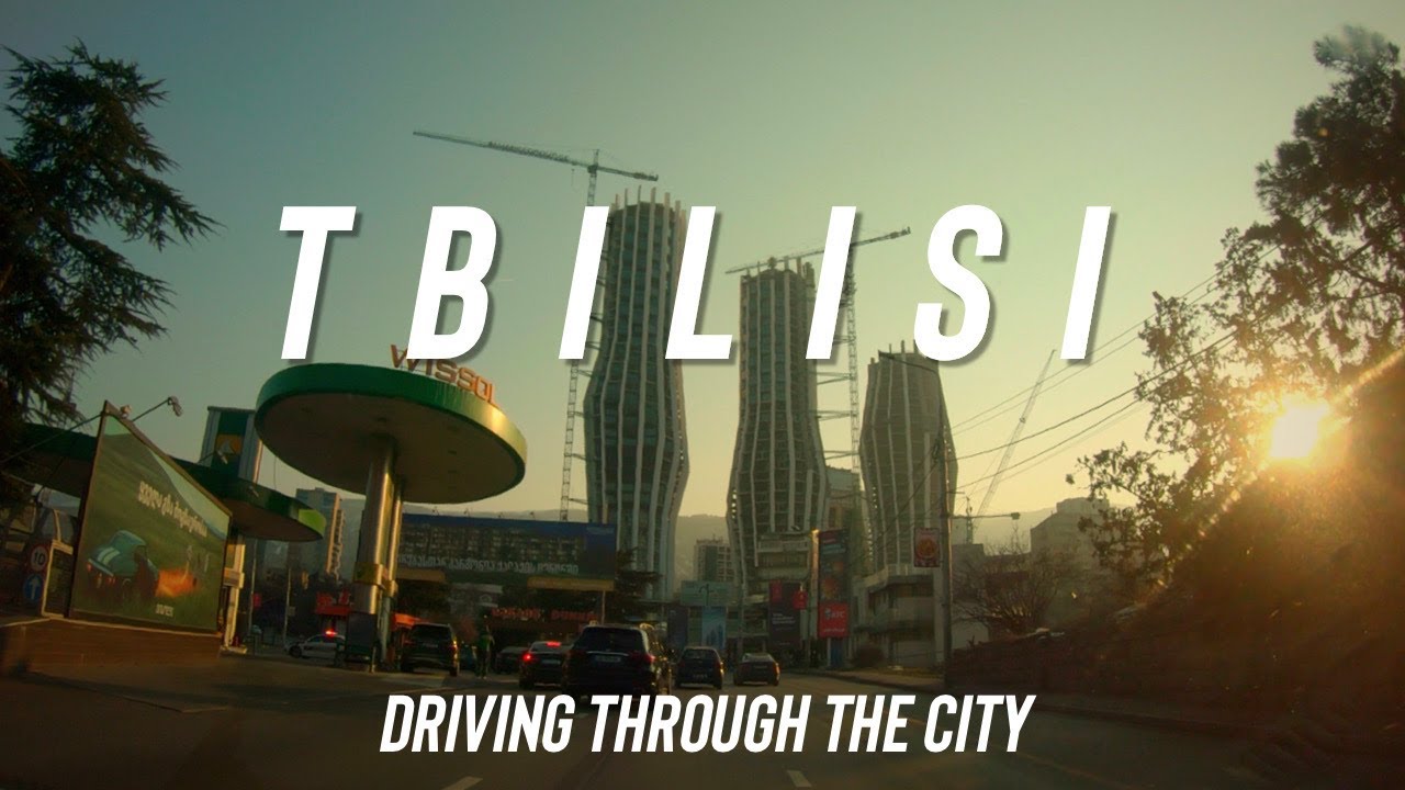 4K drive through Tbilisi Georgia on a winter afternoon
