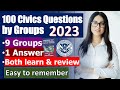 2023  special edition 100 civics questions for us citizenship test by groups