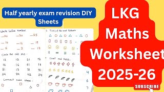 Lkg math worksheet/ math worksheet for lkg class/ half yearly worksheet