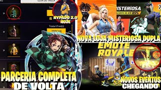 PARCERIA COMPLETA DEMON SLAYER VOLTANDO!! LOJA MISTERIOSA DUPLA, PEGUE CUBO, NOVIDADES FREE FIRE
