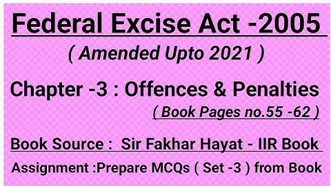 Chapter-3 Federal Excise Act -2005 (Updated -2021)