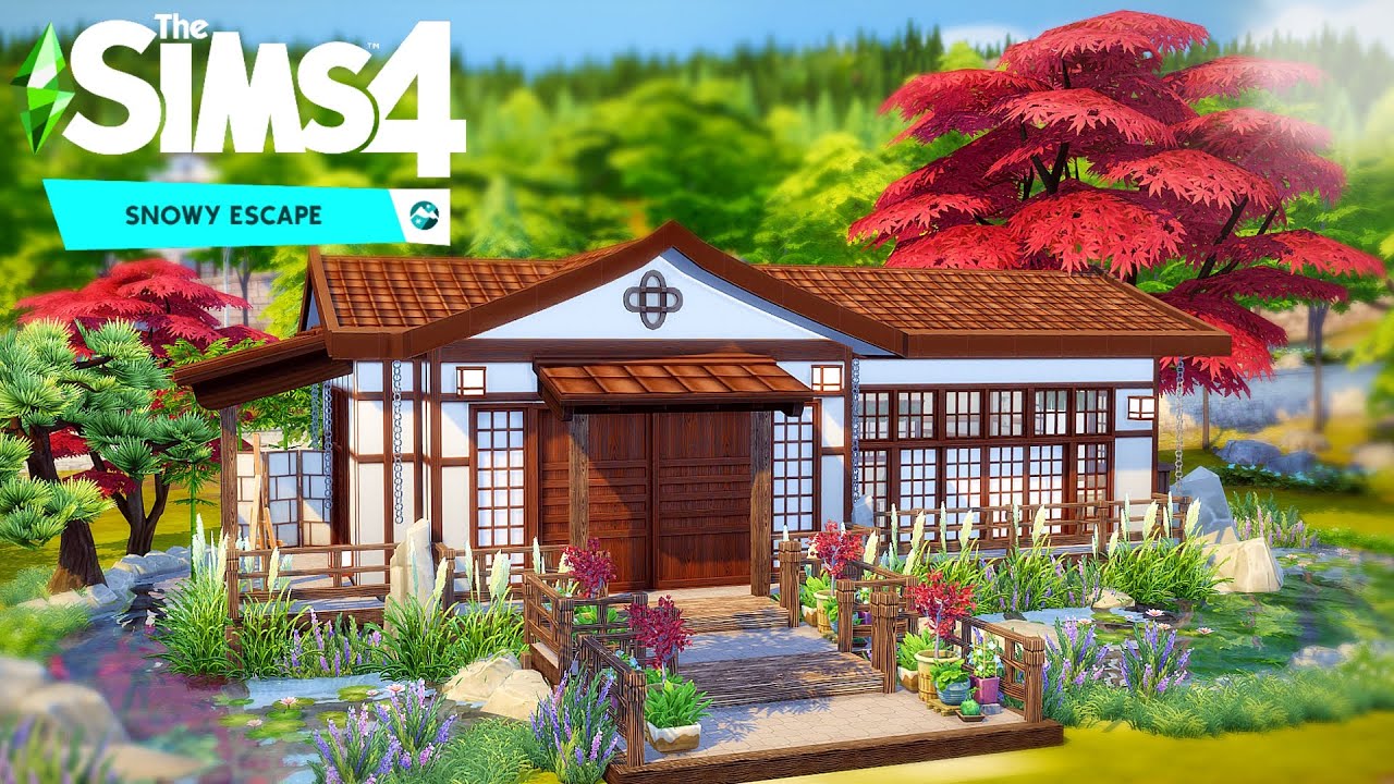 FLOATING JAPANESE WATER HOME ~ Snowy Escape + Base Game: Sims 4 Speed ...