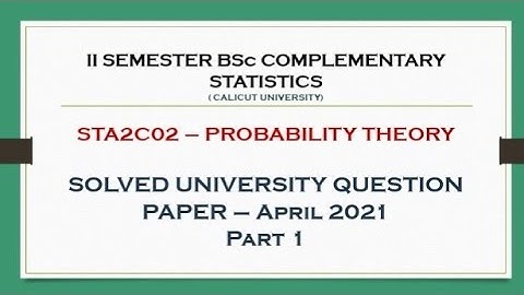 II BSc COMPLEMENTARY STATISTICS SOLVED QUESTION PAPER (APRIL 2021) - PART1