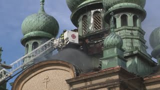 Crews Battle Fire At Historic St. Theodosius Orthodox Cathedral In Cleveland's Tremont Neighborhood