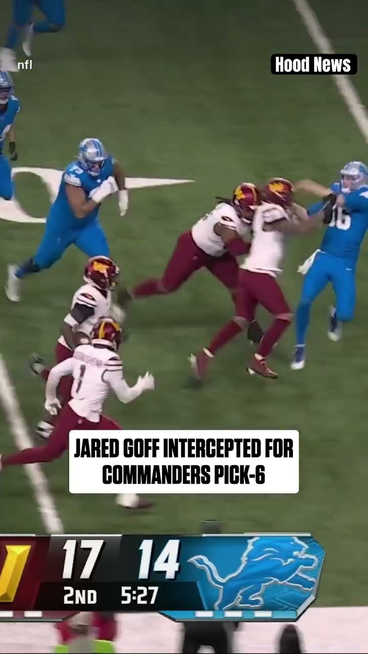 Goff picked off #hoodnews #jaredgoff #detroitlions #commanders #NFL #sports #viralvideo #football