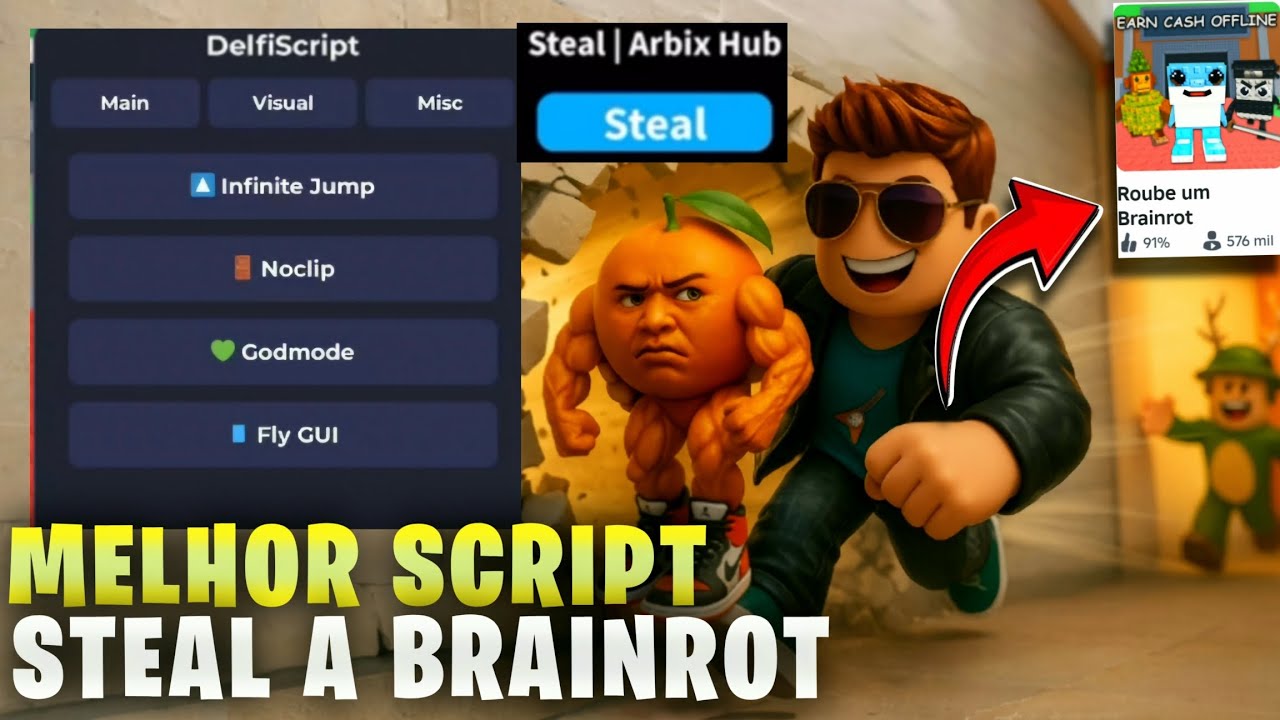 [💸NOVO] Script GUI Steal a Brainrot -Instant Steal, Fly NoClip, Roube ...