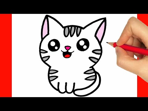 HOW TO DRAW A CUTE CAT - DRAWING AND COLORING A KITTY EASY STEP BY ...