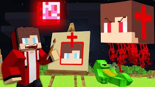 JJ and Mikey Using DRAWING MOD to DRAW SCARY MOON GHOST JJ in Minecraft !