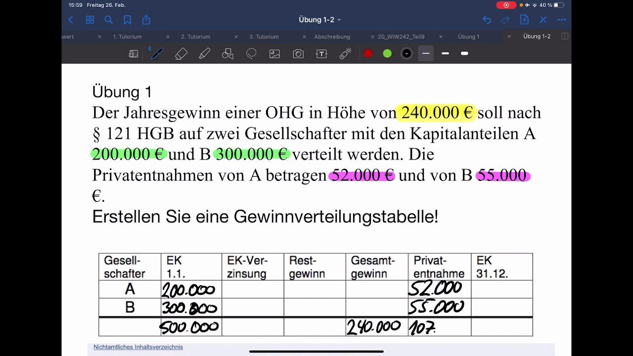 Gewinnverteilung Kg Beispiel Mit Lösung www.youtube.com