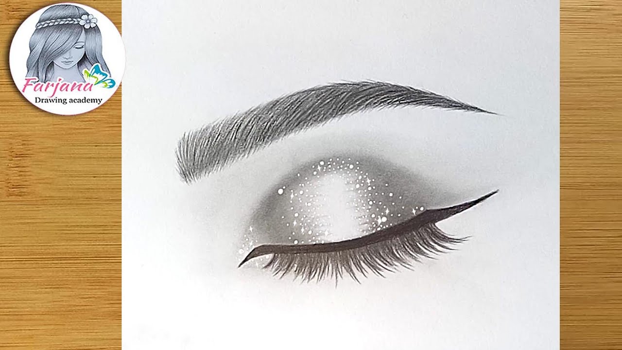 Glittery closed Eye - Pencil sketch Tutorial for beginners || How ...