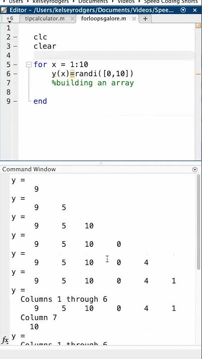MATLAB: for loop running total and building an array - YouTube