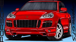 Спортивний SUV Porsche Cayenne GTS V8 Type 957 | Drawing Porsche Cayenne GTS | How to draw a car