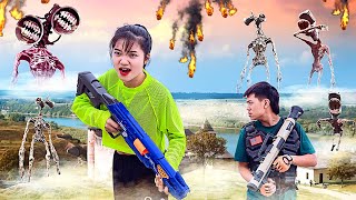 VTL Nerf War: Couple Tranbi VS SIREN HEAD BATTLE & Seal Warriors Nerf Guns Fight Criminal Mask