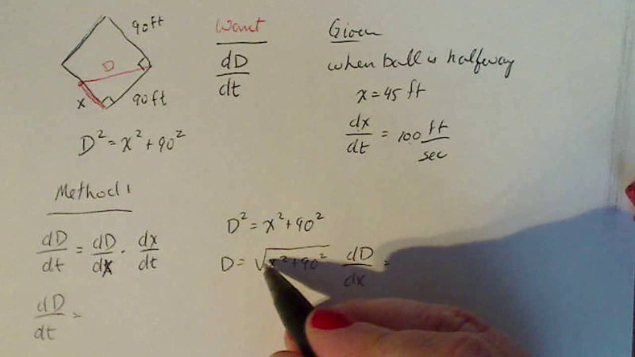 Calculus 1 Related Rates Baseball Diamond YouTube