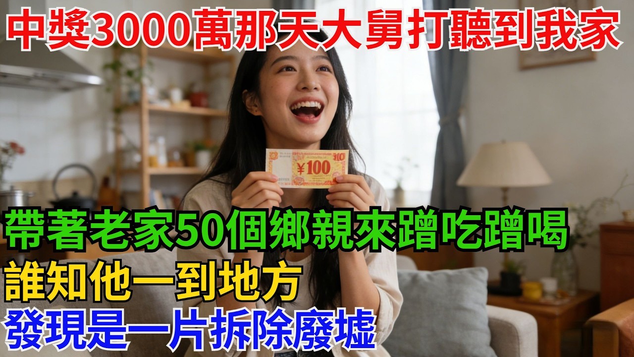 中獎三千萬那天大舅打聽到我家住址帶著老家50個鄉親準備來蹭吃蹭喝誰知他一到地方發現是一片拆除廢墟【阿馨夜讀】#故事分享#情感#婆媳矛盾#AA制