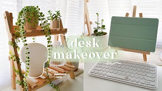 desk makeover 🌱 cozy & minimal IKEA desk setup + organize with me