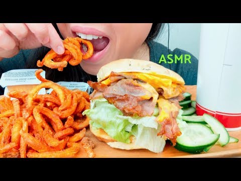 ASMR Roast Beef 'N Cheddar Sandwich + Curly Fries 먹방 *No Talking* suellASMR