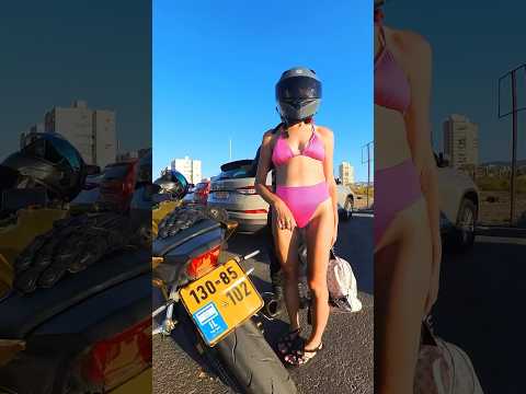 Girl mini bikini motorcycle reactions #motorcycle #biker #reaction #bikini