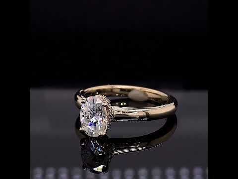 Oval cut Moissanite Cathedral Solitaire Ring ring video